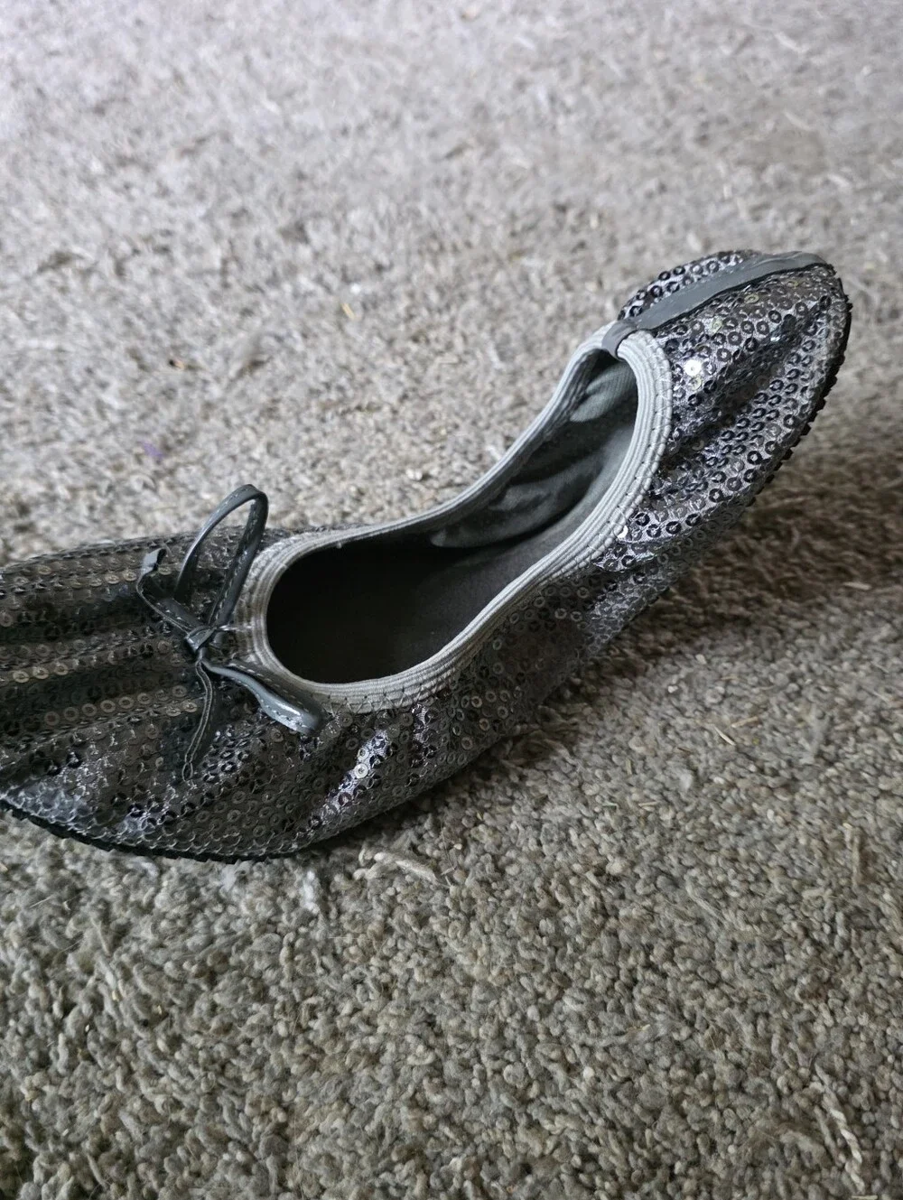 Girls Silver Sequin Ballet Flats - Sparkle Scruntch Slip-Ons